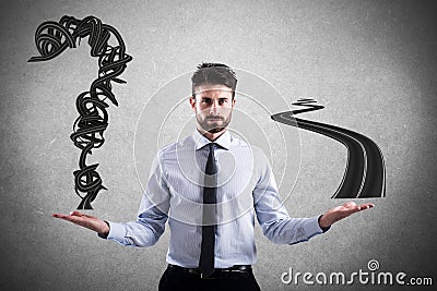 Easy and difficult way for business career Stock Photo