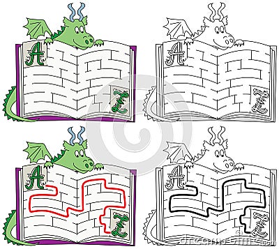 Easy dragon maze Vector Illustration