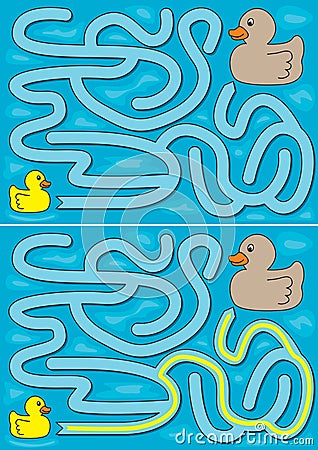 Easy ducks maze Vector Illustration