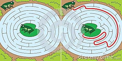 Easy frogs maze Vector Illustration
