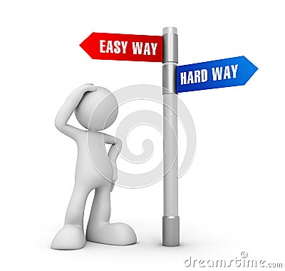 Easy hard way concept 3d illustration Cartoon Illustration