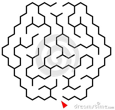Easy hexagonal vector labyrinth. Children logic game for brain training isolated on white background. Preschool difficulty level. Stock Photo