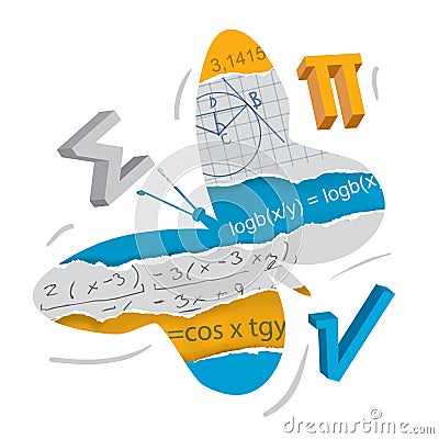 Easy learning of mathematics. and geometry, butterfly concept. Vector Illustration