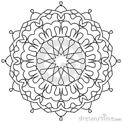 Easy Mandala Coloring for Beginners, Kids, and People with Low Vision. Vector illustration. Vector Illustration