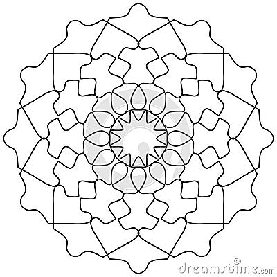 Easy Mandala Coloring for Beginners, Kids, and People with Low Vision. Vector illustration. Vector Illustration