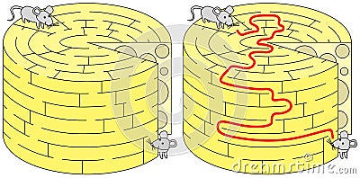 Easy mice maze Vector Illustration