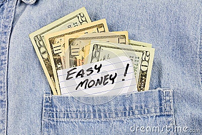 Easy money cash currency shirt pocket Stock Photo