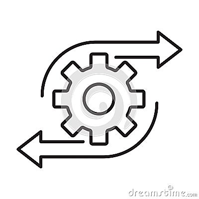 Easy operation process icon vector gearwheel and arrow sign for graphic design, logo, website, social media, mobile app, UI Vector Illustration