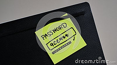 Password message concept written post it on notebook. Stock Photo