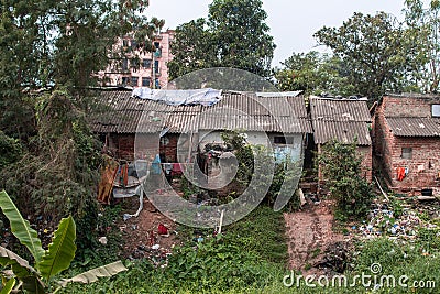 Easy residential homes in the slums of Bhubaneswar, India Stock Photo
