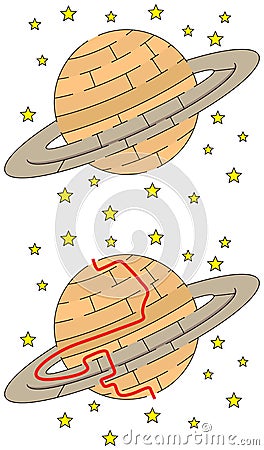 Easy Saturn maze Vector Illustration