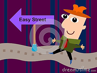 On easy street Cartoon Illustration