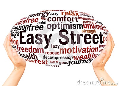 Easy street word cloud hand sphere concept Stock Photo