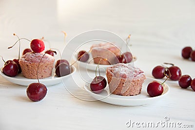 Easy and tasty dessert: cherry muffins Stock Photo