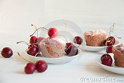 Easy and tasty dessert: cherry muffins Stock Photo