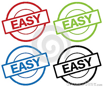 EASY text, on round simple stamp sign. Stock Photo