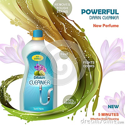 Advertisement banner of block and dirt remover Drain Cleaner Vector Illustration