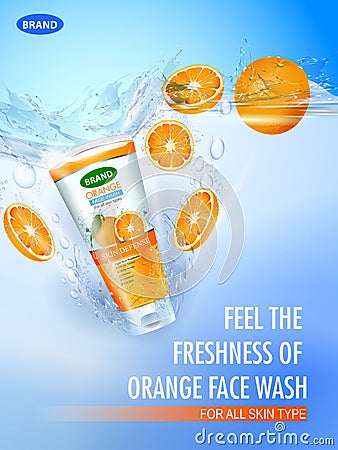 Advertisement promotion banner for cool and refreshing foaming face wash Vector Illustration