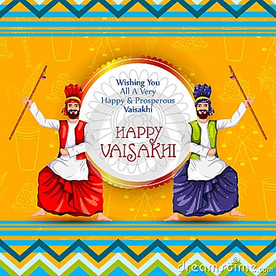 Celebration of Punjabi festival Vaisakhi background Vector Illustration