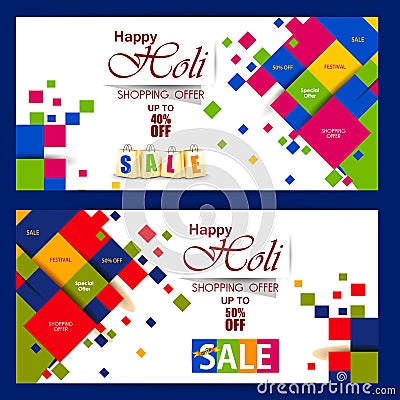 Colorful Happy Hoil Sale Promotion Shopping Advertisement background for festival of colors in India Vector Illustration