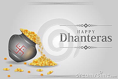 Decorated Diwali holiday background for Happy Dhanteras Vector Illustration
