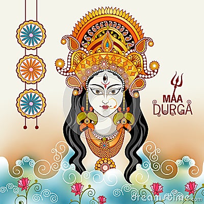 Happy Durga Puja India festival holiday background Vector Illustration