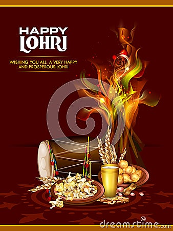 Happy Lohri festival of Punjab India background Vector Illustration