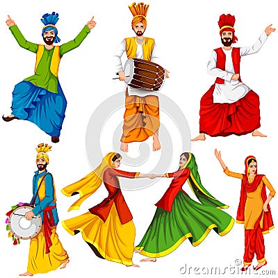 Happy Lohri festival of Punjab India background Vector Illustration