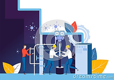 Industrial plant and manufacturing business production or maintenance concept Vector Illustration