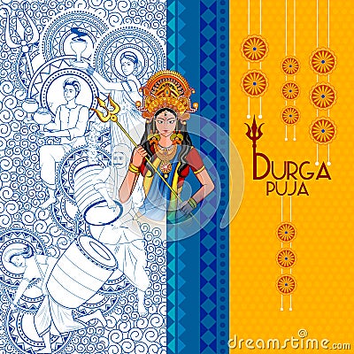 Happy Durga Puja India festival holiday background Vector Illustration