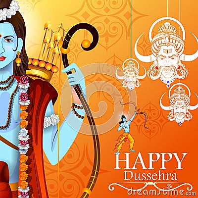 Happy Dussehra background showing festival of India Vector Illustration