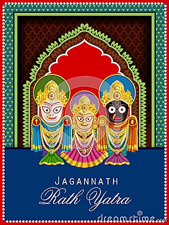 illustration of Rath Yatra Lord Jagannath festival Holiday background celebrated in Odisha, India Vector Illustration