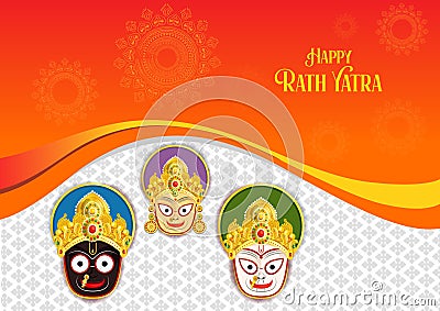 Rath Yatra Lord Jagannath festival Holiday background celebrated in Odisha, India Vector Illustration