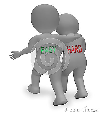 Easy Vs Hard Discussion Portrays Choice Of Simple Or Difficult Way - 3d Illustration Stock Photo