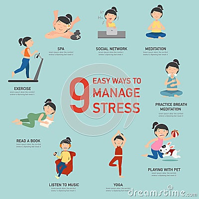 Easy ways to manage stress,infographic Vector Illustration