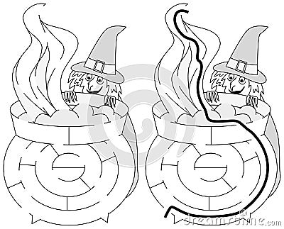 Easy witch maze Vector Illustration