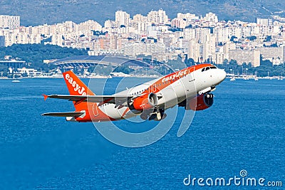 EasyJet Airbus A319 airplane at Split Airport in Croatia Editorial Stock Photo