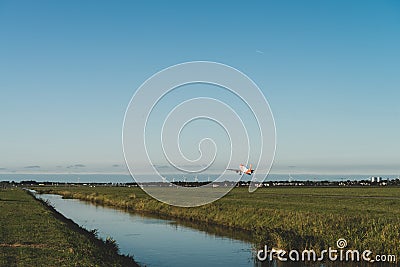 EasyJet airplane is ready to take off from the runway, Airbus A320, runway Polderbaan Editorial Stock Photo