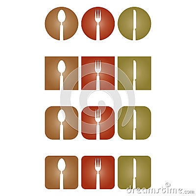 Eat cutlery, restaurant and cook logo Stock Photo