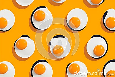 breakfast food pattern tasty texture easter healthy yellow egg background white. Generative AI. Stock Photo