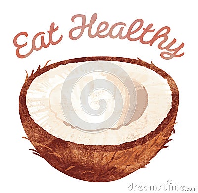 Eat Healthy - Coconut Vector Illustration