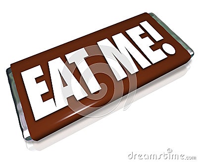 Eat Me Candy Bar Wrapper Offensive Insult Phrase Stock Photo