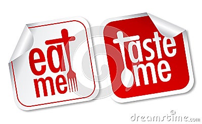 Eat me and taste me stickers Vector Illustration