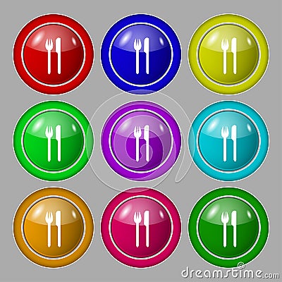 Eat sign icon. Cutlery symbol. Fork and knife. Set Vector Illustration
