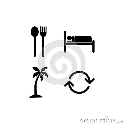 Eat sleep beach repeat icon sign Vector Illustration