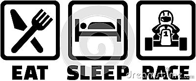 Eat sleep kart racing Vector Illustration