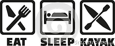 Eat sleep kayak icons Vector Illustration