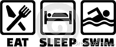 Eat sleep swim icons Vector Illustration