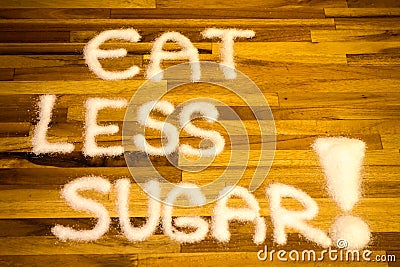 Eat less sugar text Stock Photo