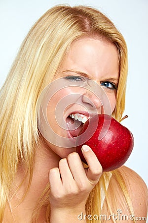 Eating an apple Stock Photo